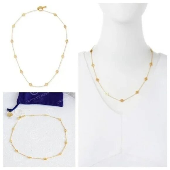 Tory Burch Miller Medallion Station Gold Logo Necklace - Picture 2 of 5